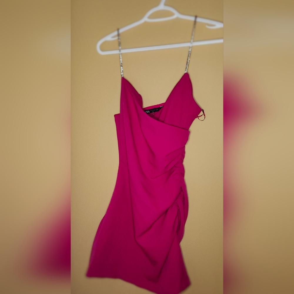 Zara Pink Draped Mini Dress